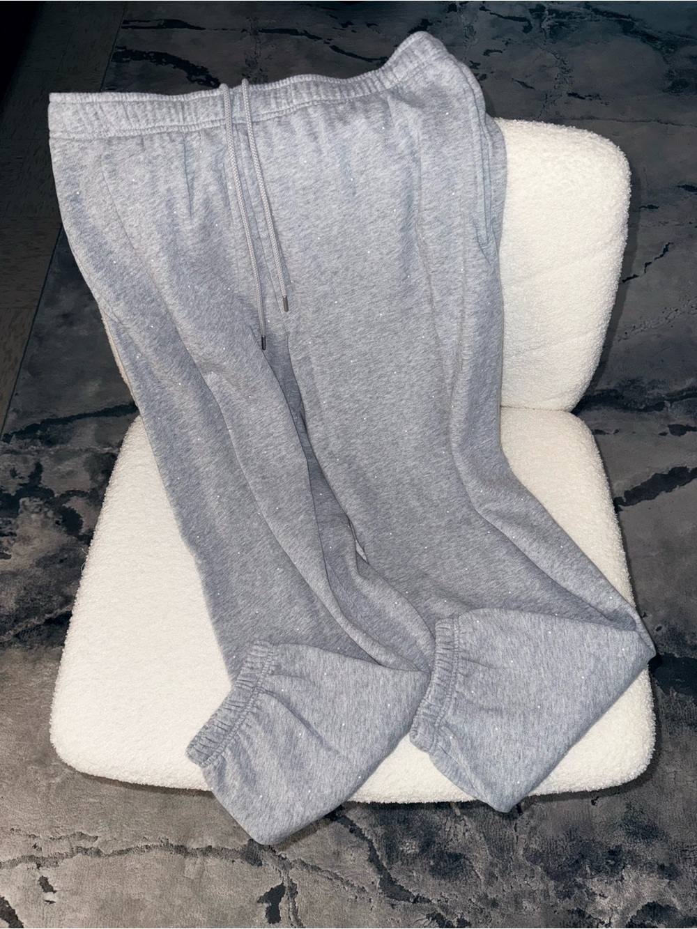 Victorias Secret Pink campus sweatpants Large  pearl bling  gray oversized fit